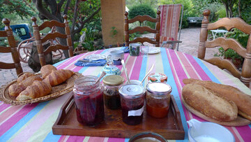 Die Marmeladen aus dem Chambre d'Hotes Garten. Es gedeiht neben Wein manch anderes im Fitou. Genau genommen dürfte der Garten Eden nicht weit gewesen sein.