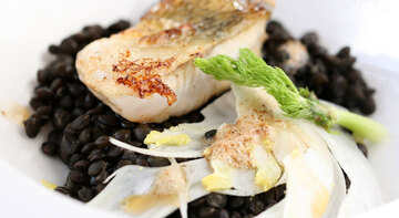 Die Linsen als Grundton. Dünner Fenchel als geschmacklicher Tupfer. Zander mit feiner Textur.